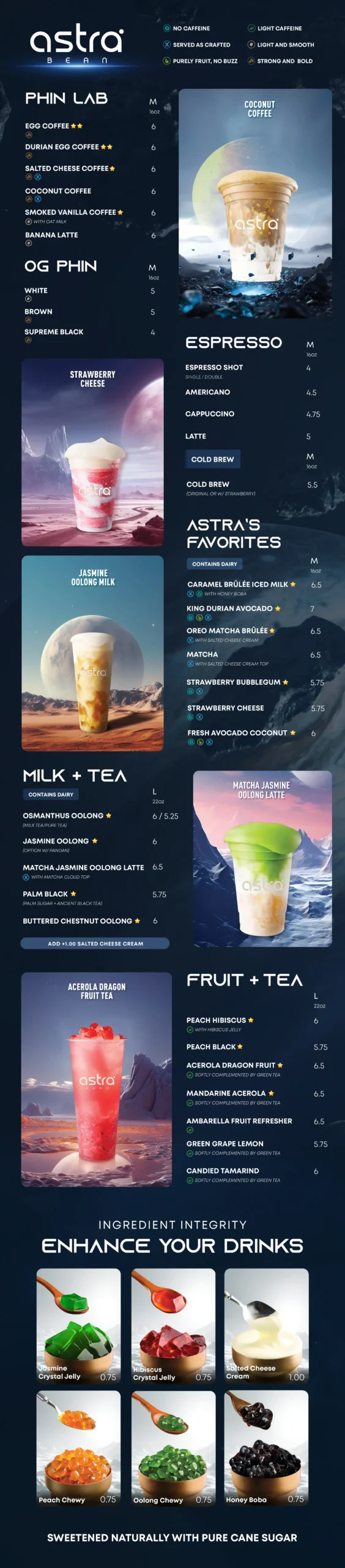 Astra Bean Menu