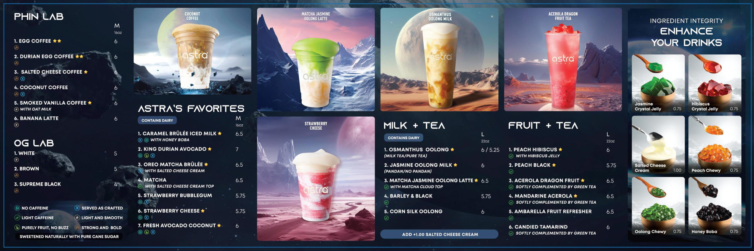 Astra Bean Menu
