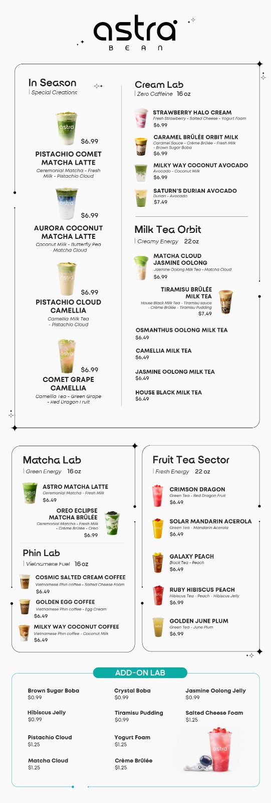 Astra Bean Menu Mobile